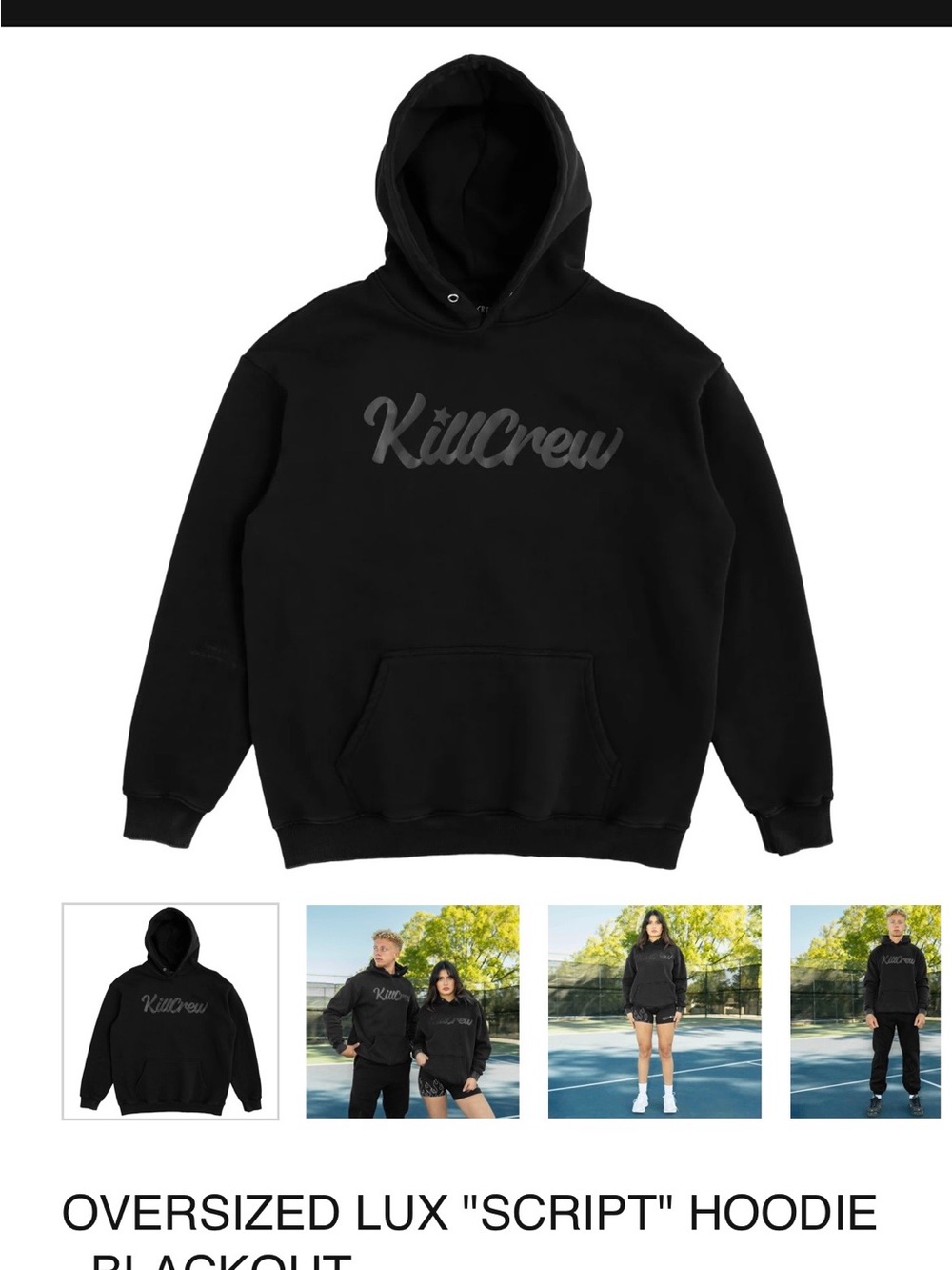 Kill Crew Oversized Lux "Script" Hoodie in Black